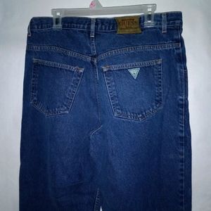 Vintage Guess USA jeans Pascal loose fit tapered jeans 36x33 green triangle logo